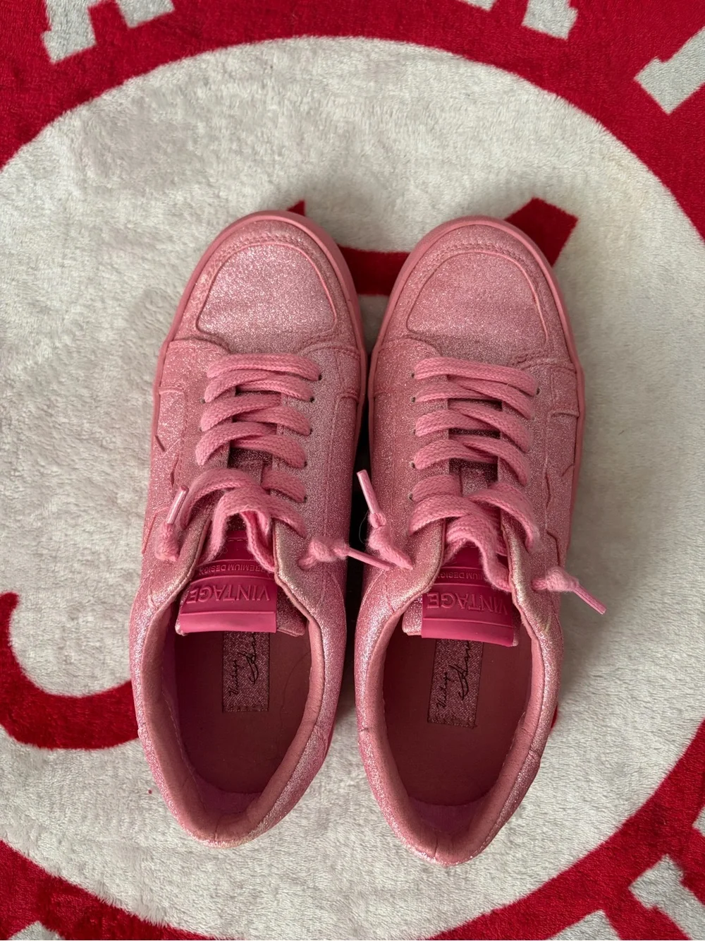 Vintage Havana  Women's Pink Glitter Platform Sneakers -